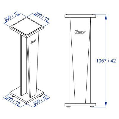 Zaor MIZA Stand V-Stand 42 Black - Pareja Dimensiones