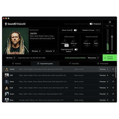 SoundID VoiceAI Rock Voices Expansion Pack Jackie