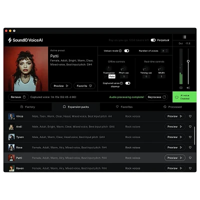 SoundID VoiceAI Rock Voices Expansion Pack Patti