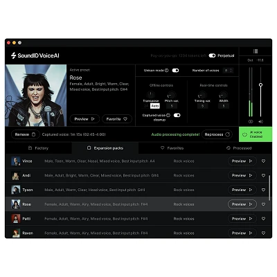 SoundID VoiceAI Rock Voices Expansion Pack rose