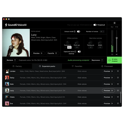 SoundID VoiceAI Kids Voices Expansion Pack Lucy