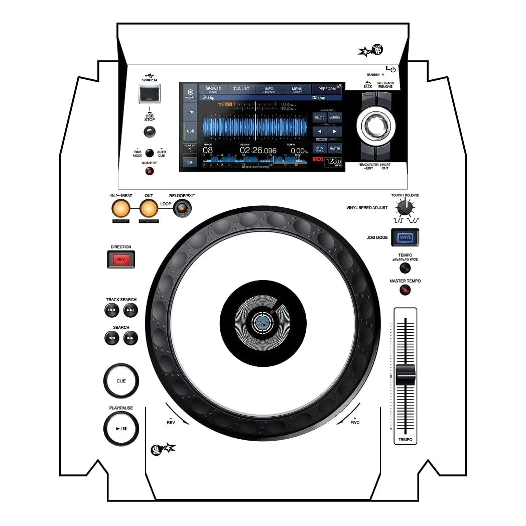 DJ Skins Pioneer DJ XDJ-1000 MK2 White Skin